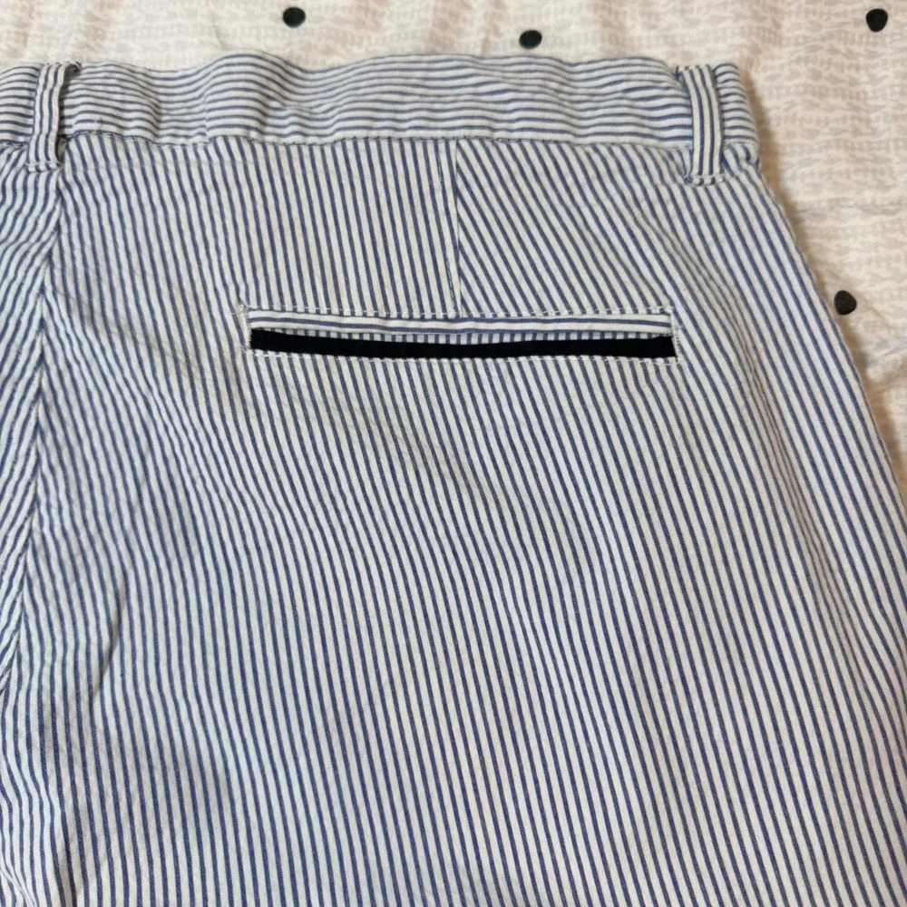 Britches by Samtex Mens 36W Blue White‎ Striped Seersucker Shorts Cotton Stretch